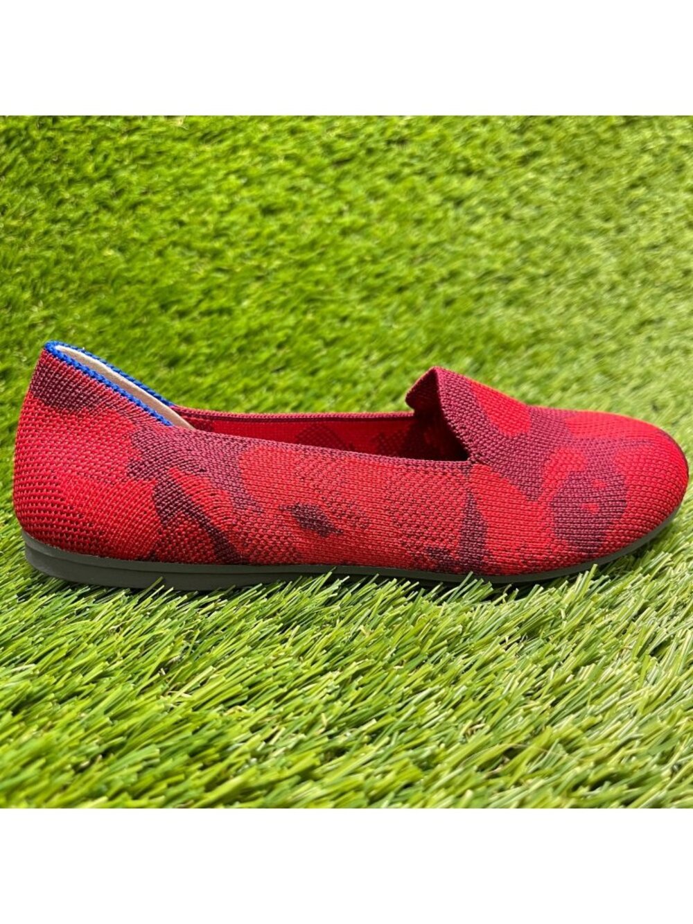 Rothy's The Loafer Girls Size 1Y Red Camo Blue Casual Slip On Ballet Flats Shoes